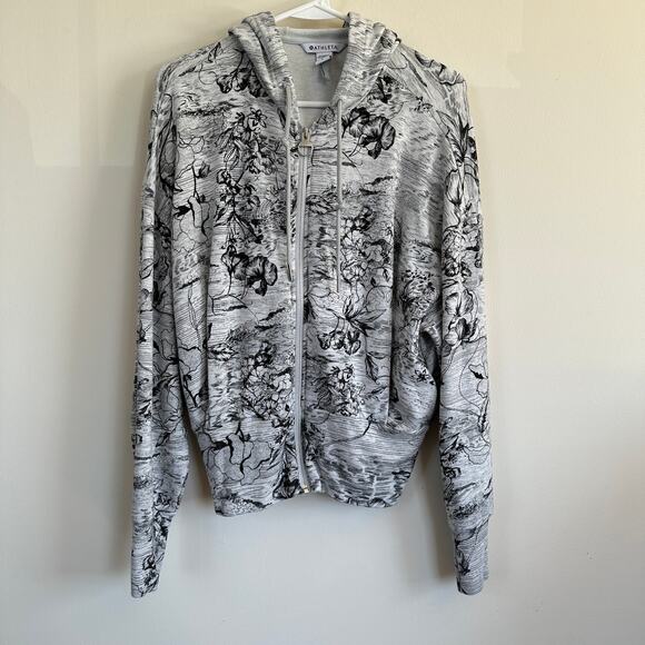 ATHLETA Jacket Women's SMALL Balance Eden Floral Zipped Hoodie Sweatshirt - Picture 1 of 11
